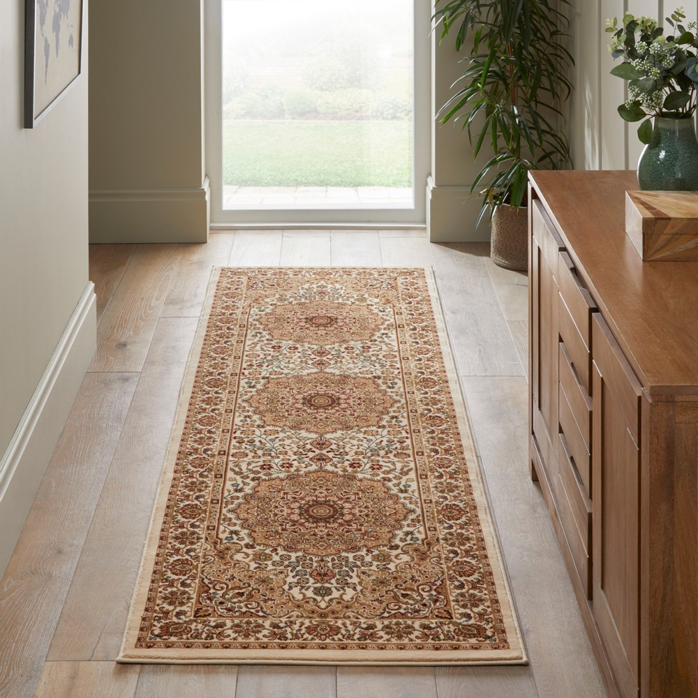 Grand Heritage GH101 Traditional Persian Runner Rugs by Concept Looms in Cream Beige